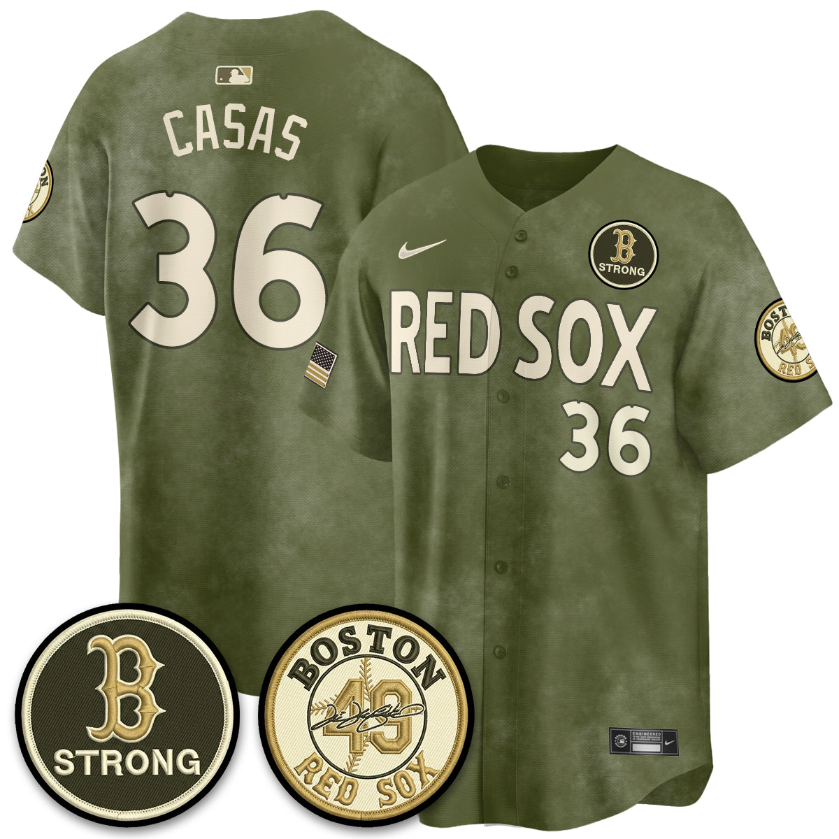 BOS New Era Olive 2026 Armed Forces Day Jersey - All Stitched-DTD