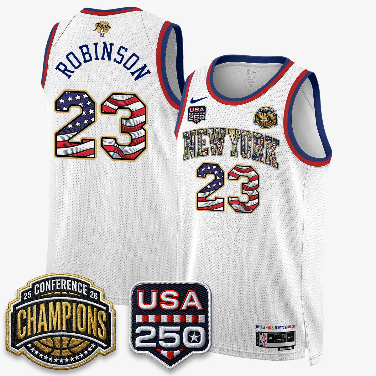 NYK 2026 NBA Eastern Conference Champions x Fourth of July Vapor Jersey - Stitched-DTD