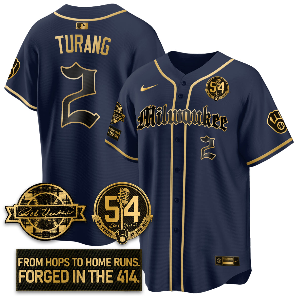 MIL Bob Uecker Patch Vapor Premier Limited Jersey - Gothic Edition - All Stitched-DTD