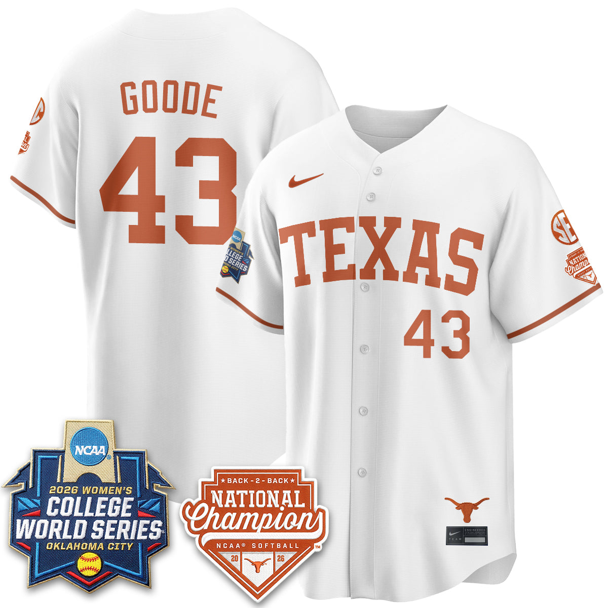 TEX Softball 2026 World Series (WCWS) Vapor Premier Limited Jersey - B2B Champs - All Stitched-DTD