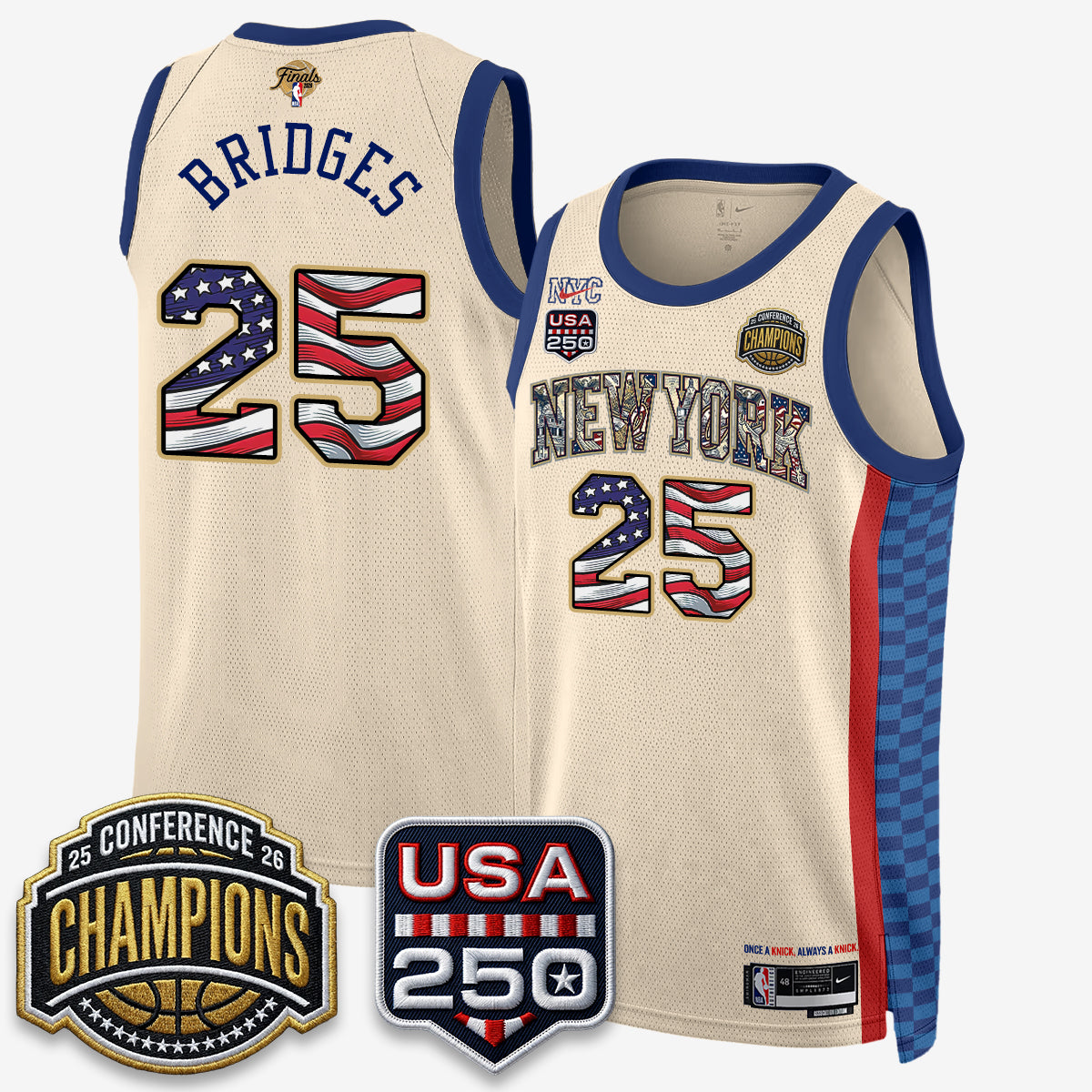 NYK 2026 NBA Eastern Conference Champions x Fourth of July Vapor Jersey - Stitched-DTD