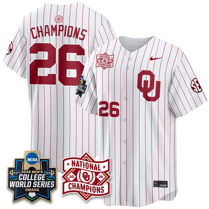 OU 2026 NCAA Baseball College World Series Champions Vapor Jersey - Stitched-DTD