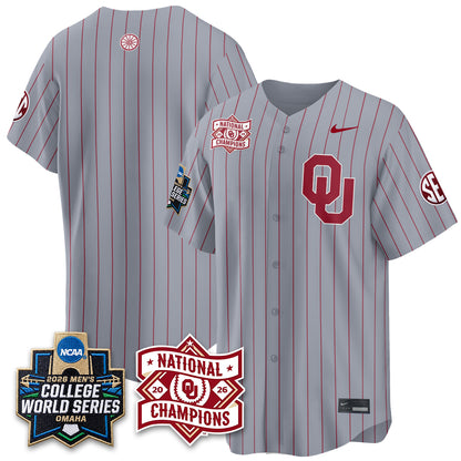 OU 2026 NCAA Baseball College World Series Champions Vapor Jersey - Stitched-DTD
