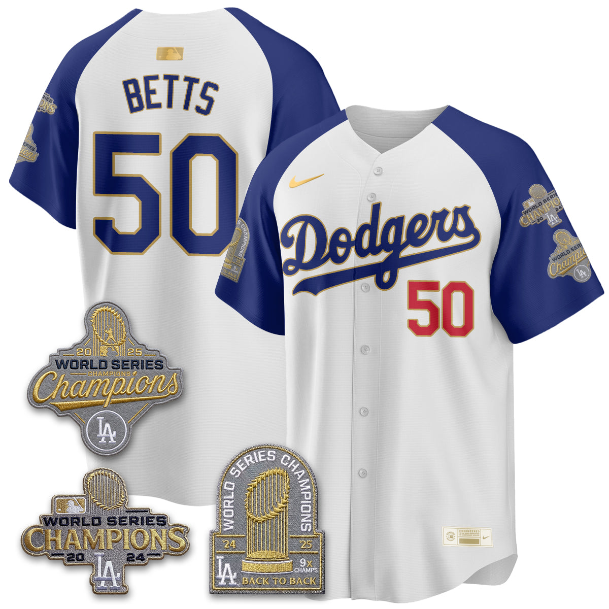 LAD Gold Collection Stadium Vapor Limited Jersey - Back to Back 9x Champs - All Stitched-DTD