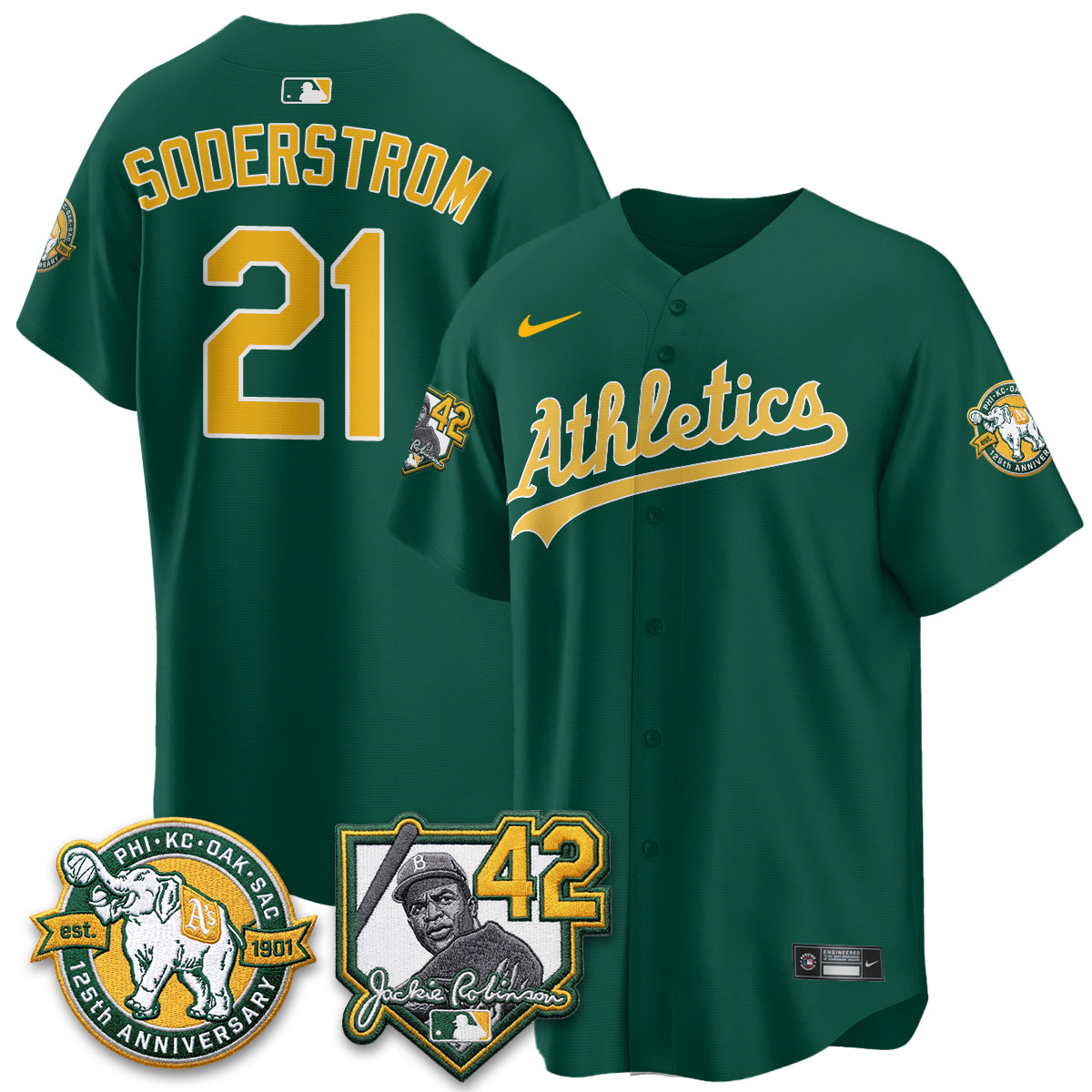 OAK 2026 Jackie Robinson Day - Celebrating 125 Years Limited Vapor Jersey - All Stitched-DTD