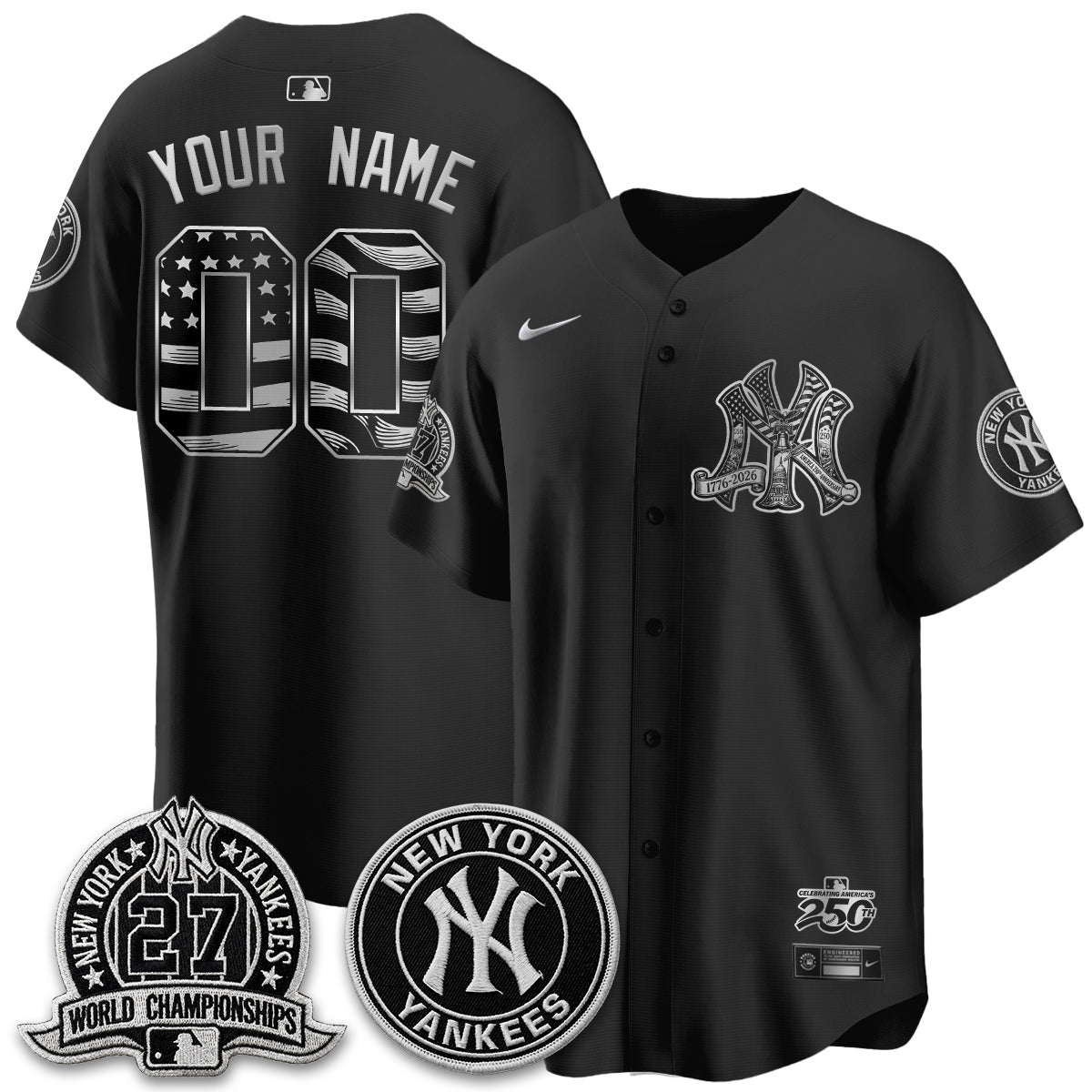 NYY Fourth of July USA Vapor Limited Custom Jersey - Stitched-DTD