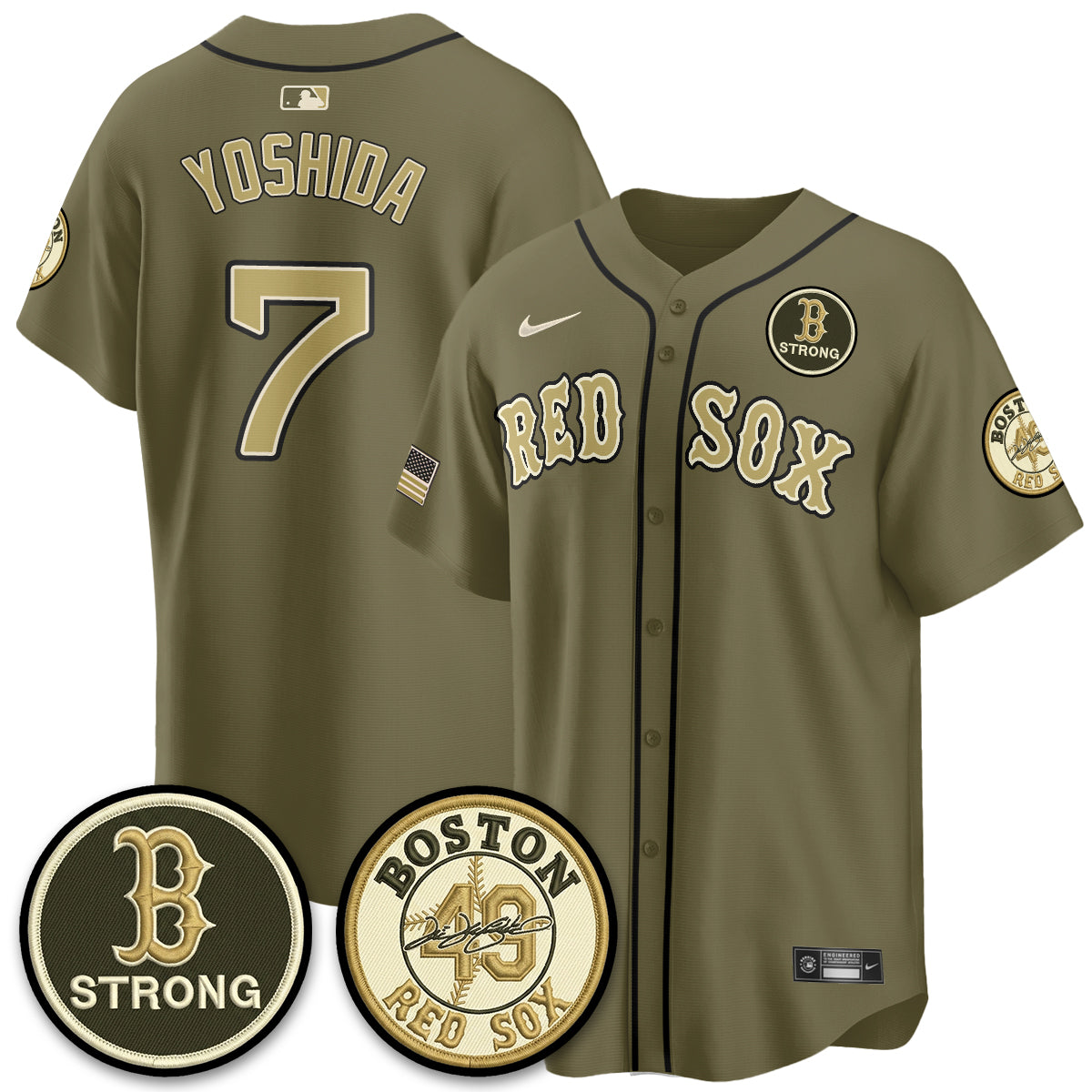 BOS New Era Olive 2026 Armed Forces Day Jersey - All Stitched-DTD