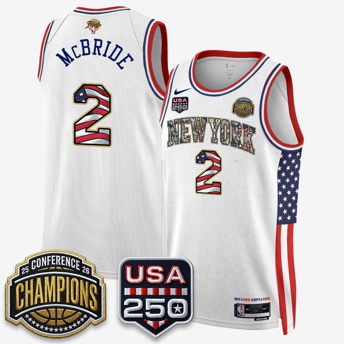 NYK 2026 NBA Eastern Conference Champions x Fourth of July Vapor Jersey - Stitched-DTD