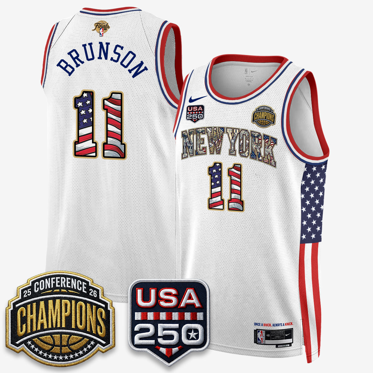 NYK 2026 NBA Eastern Conference Champions x Fourth of July Vapor Jersey - Stitched-DTD