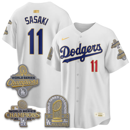 LAD Gold Collection Stadium Vapor Limited Jersey - Back to Back 9x Champs - All Stitched-DTD