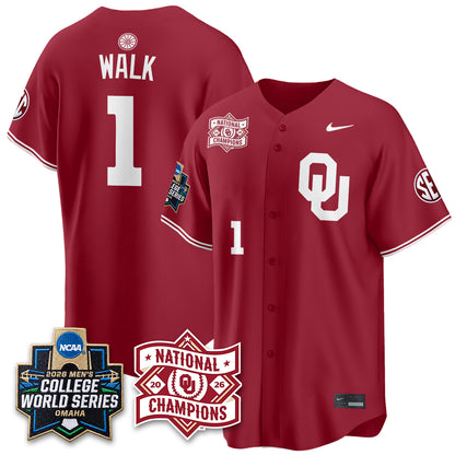 OU 2026 NCAA Baseball College World Series Champions Vapor Jersey - Stitched-DTD