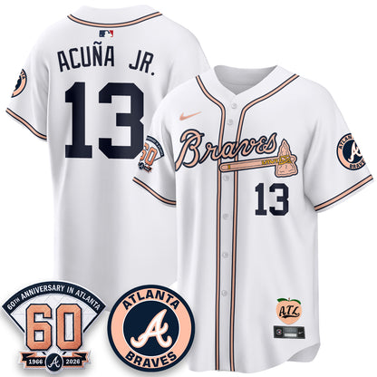 ATL 60th Anniversary Peach Edition Vapor Premier Limited Jersey - All Stitched-DTD