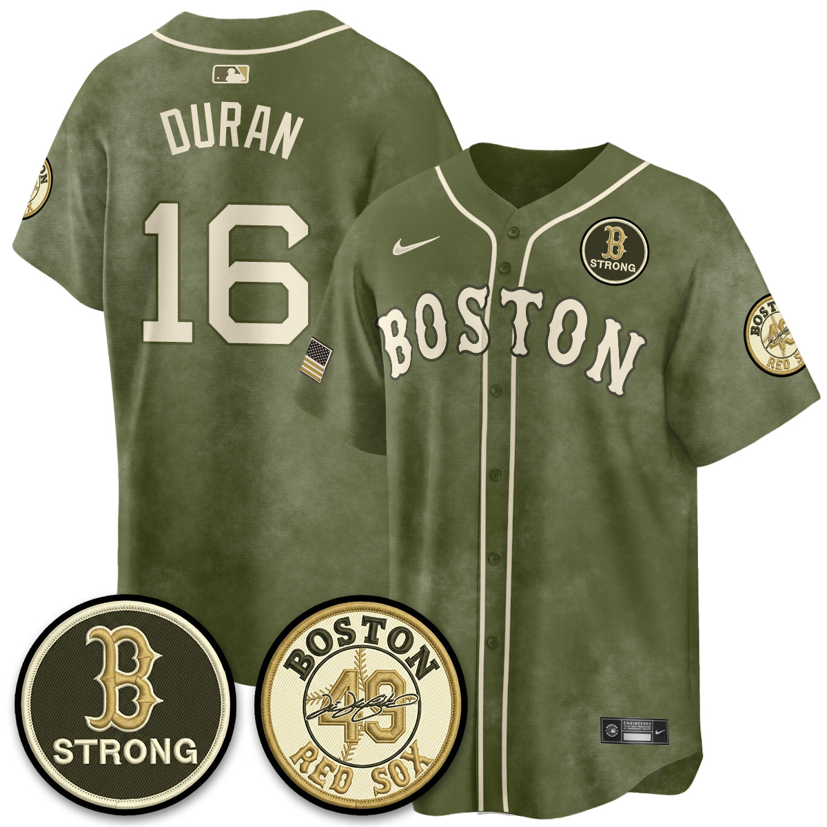 BOS New Era Olive 2026 Armed Forces Day Jersey - All Stitched-DTD