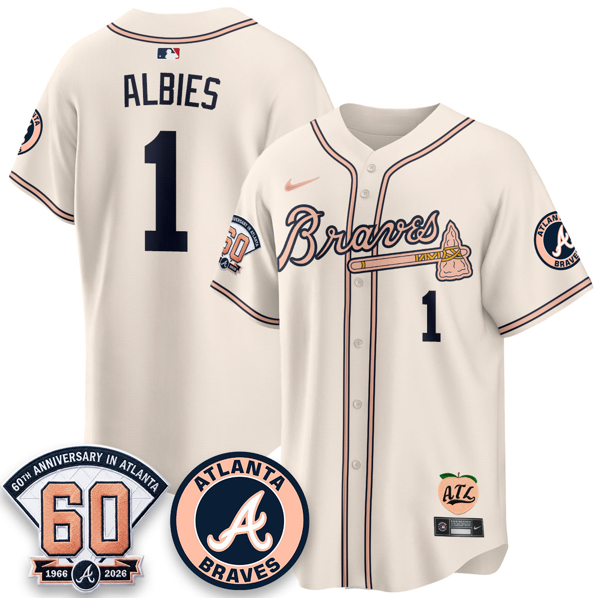 ATL 60th Anniversary Peach Edition Vapor Premier Limited Jersey - All Stitched-DTD