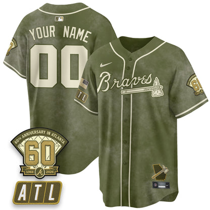 ATL New Era Olive 2026 Armed Forces Day Vapor Limited Custom Jersey - All Stitched-DTD