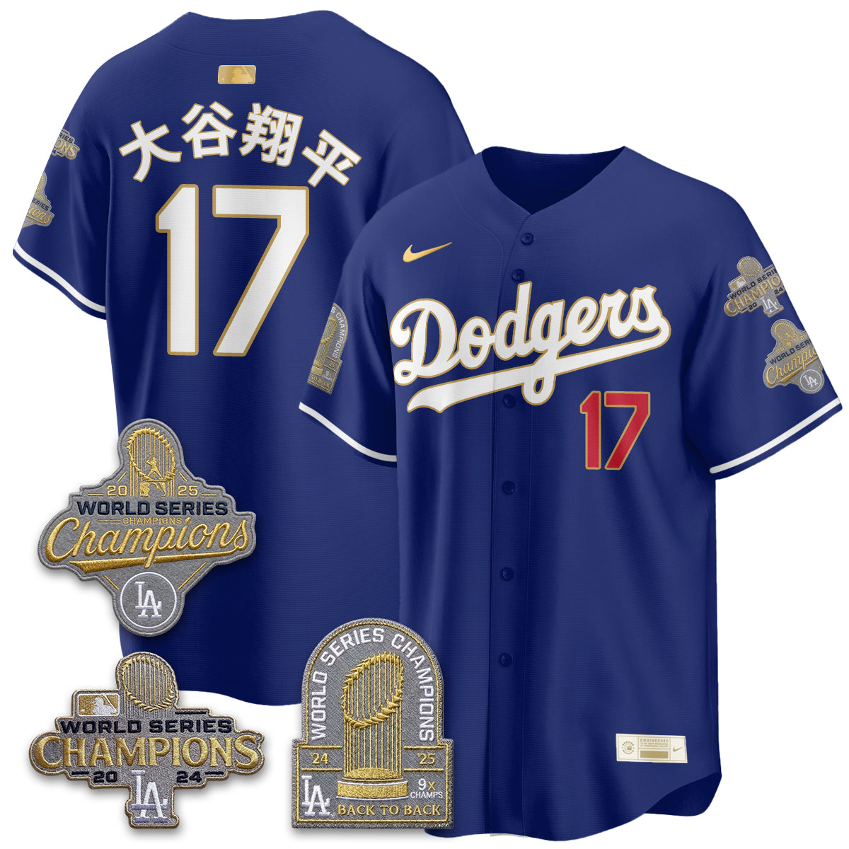 LAD Gold Collection Stadium Vapor Limited Jersey - Back to Back 9x Champs - All Stitched-DTD