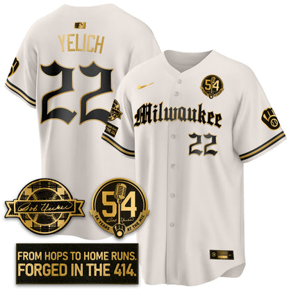 MIL Bob Uecker Patch Vapor Premier Limited Jersey - Gothic Edition - All Stitched-DTD