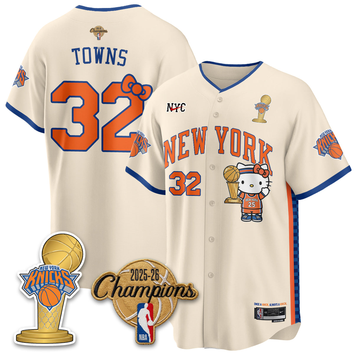 NYK 2026 NBA Champions x Meow Kitty Vapor Jersey - Stitched-DTD