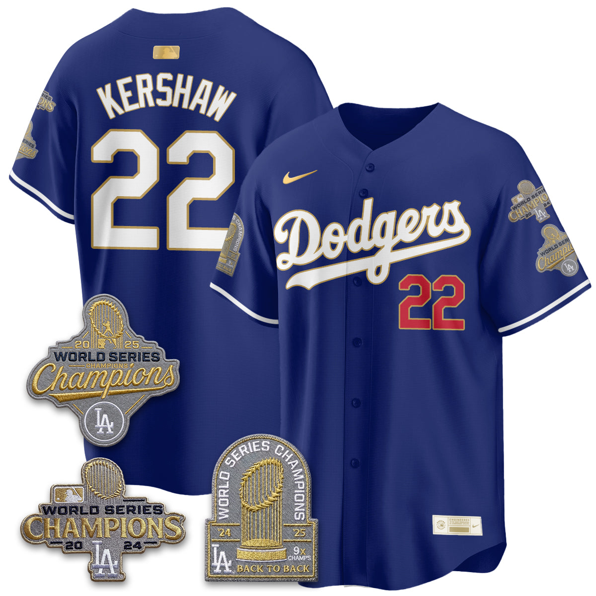LAD Gold Collection Stadium Vapor Limited Jersey - Back to Back 9x Champs - All Stitched-DTD