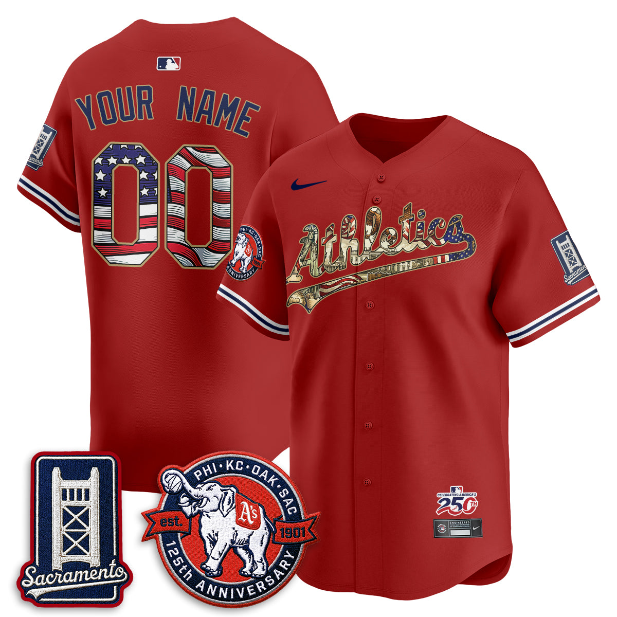 OAK  2026 Independence Day USA Vapor Custom Jersey - Stitched-DTD