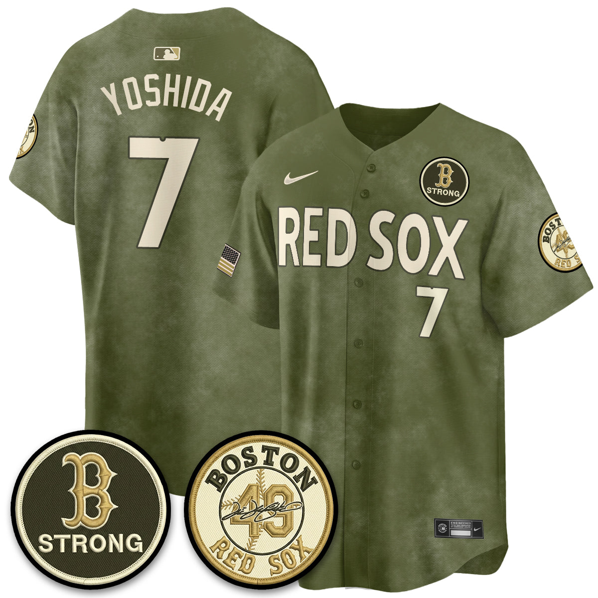 BOS New Era Olive 2026 Armed Forces Day Jersey - All Stitched-DTD