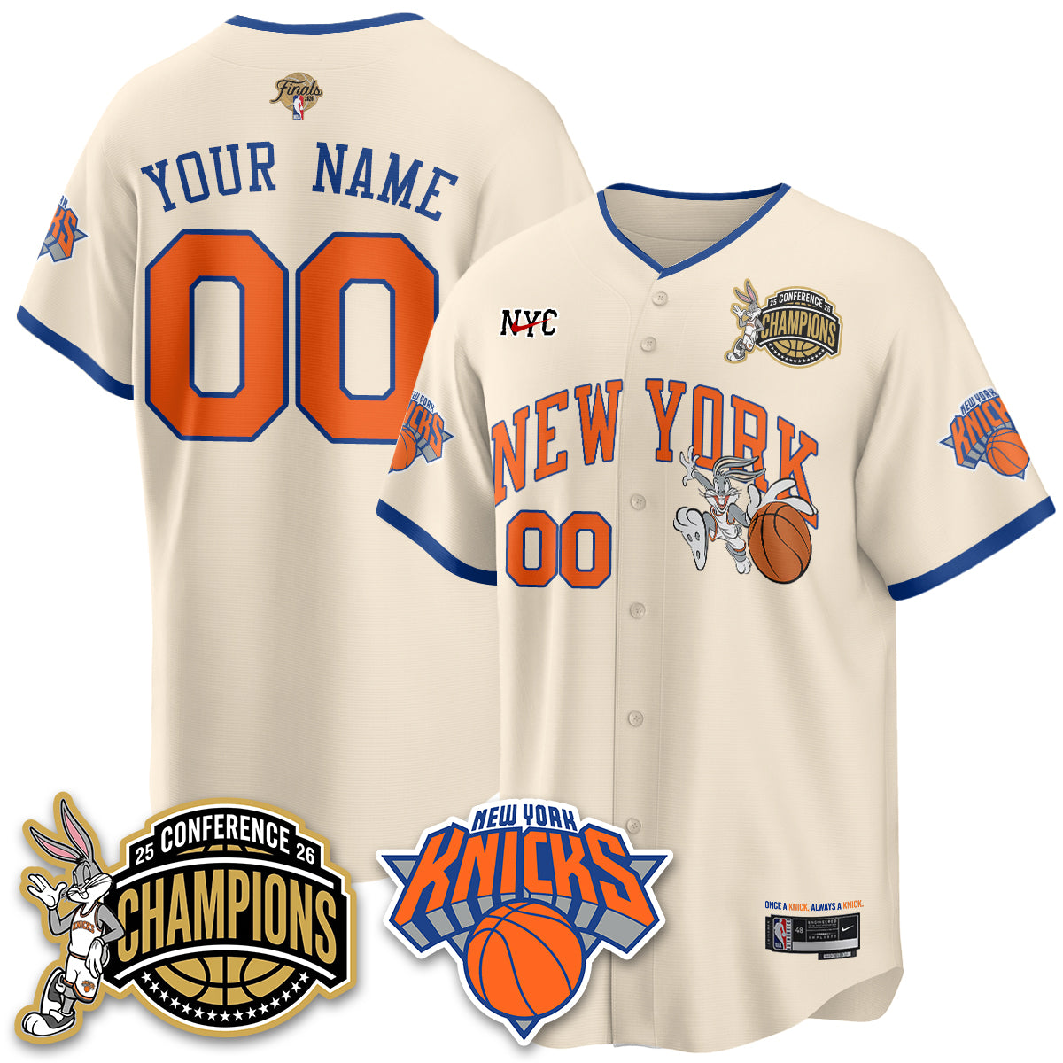 NYK 2026 NBA Finals x Bunny Vapor Custom Jersey V2- Stitched-DTD