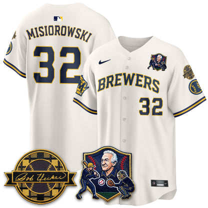 MIL Bob Uecker - 54 Seasons for Brewers' Vapor Limited Gold Jersey - All Stitched-DTD