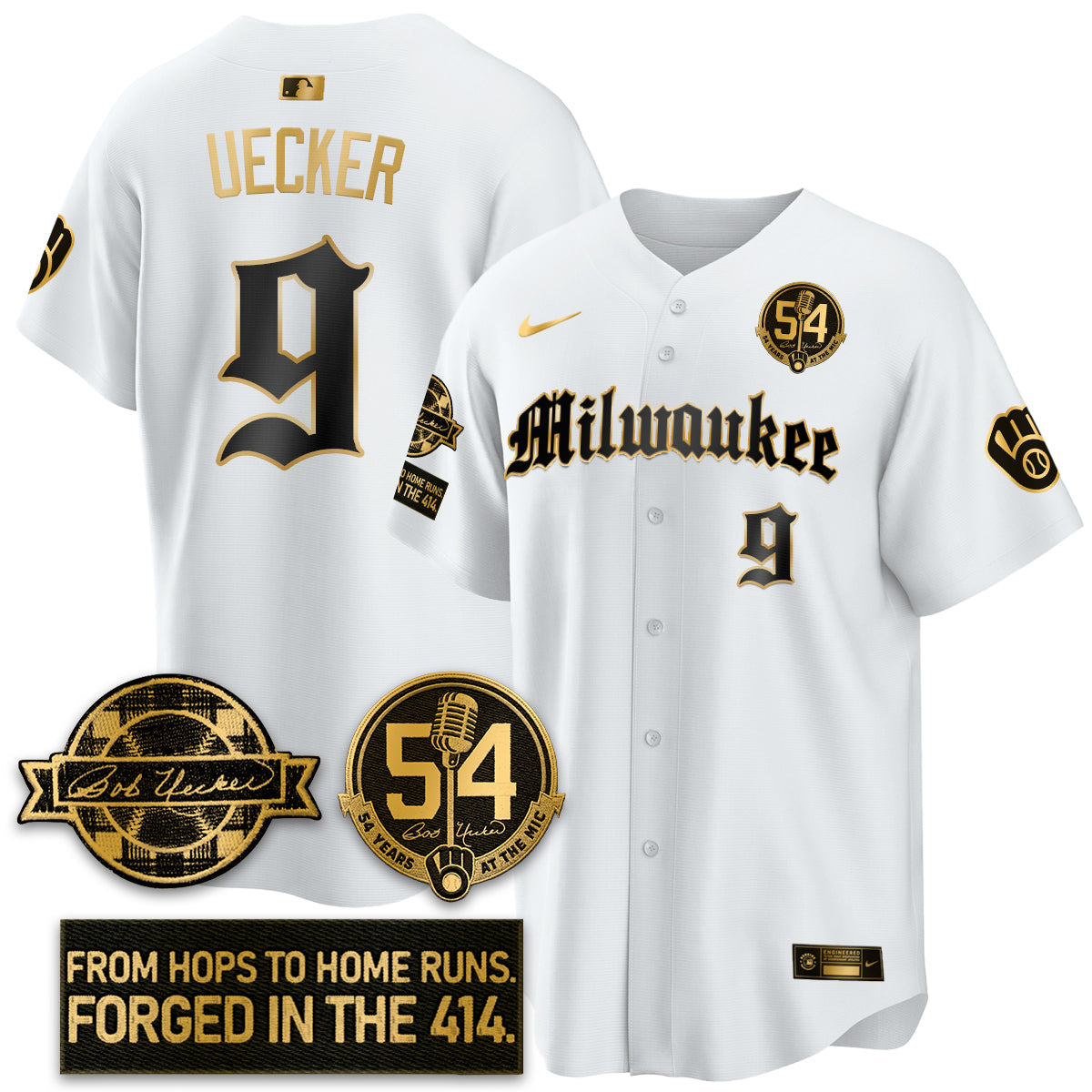 MIL Bob Uecker Patch Vapor Premier Limited Jersey - Gothic Edition - All Stitched-DTD
