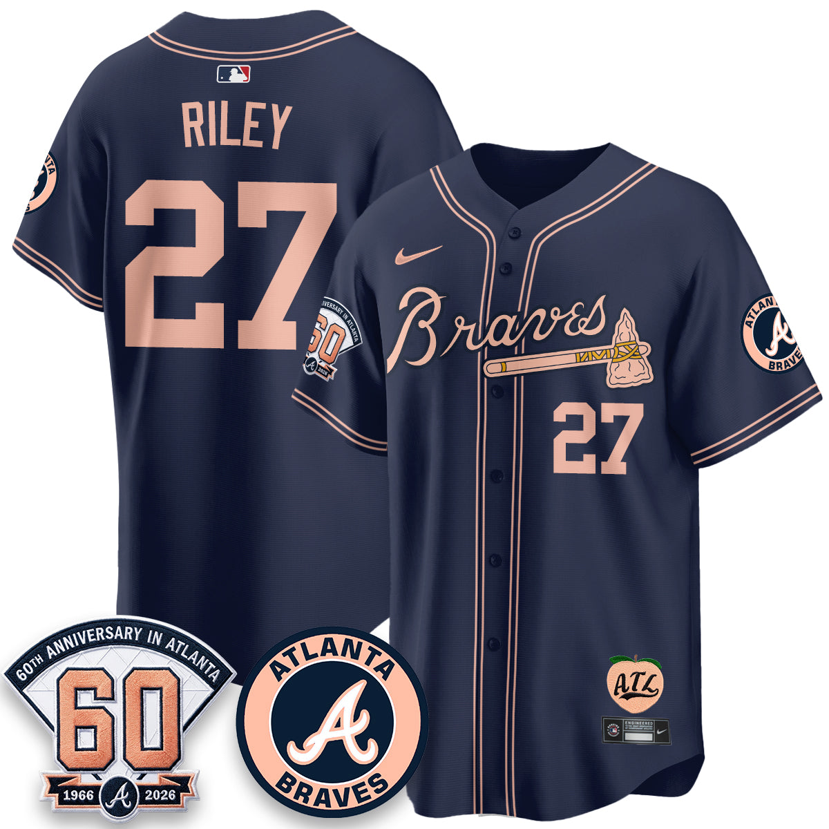 ATL 60th Anniversary Peach Edition Vapor Premier Limited Jersey - All Stitched-DTD