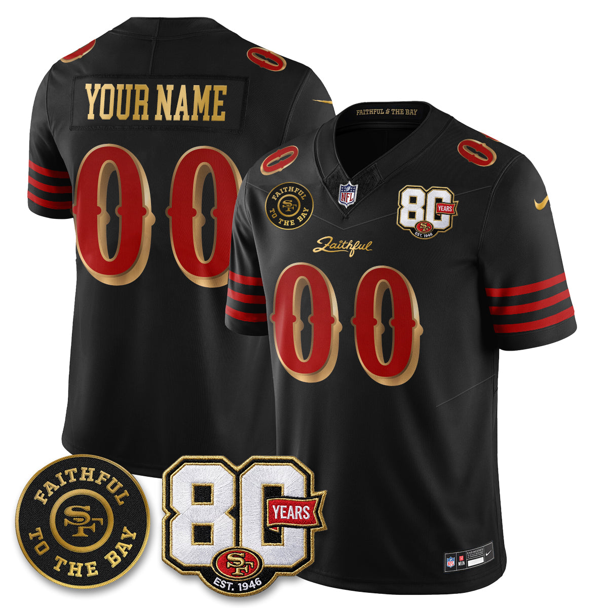 SF “Rivalries” Vapor Limited Custom Jersey - Faithful To The Bay Patch - All Stitched-DTD