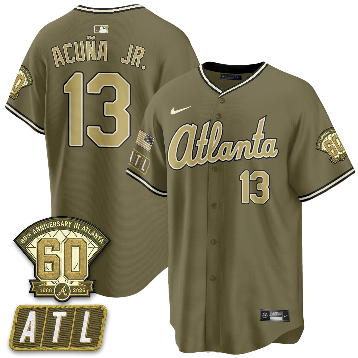 ATL New Era Olive 2026 Armed Forces Day Vapor Limited Jersey - All Stitched-DTD