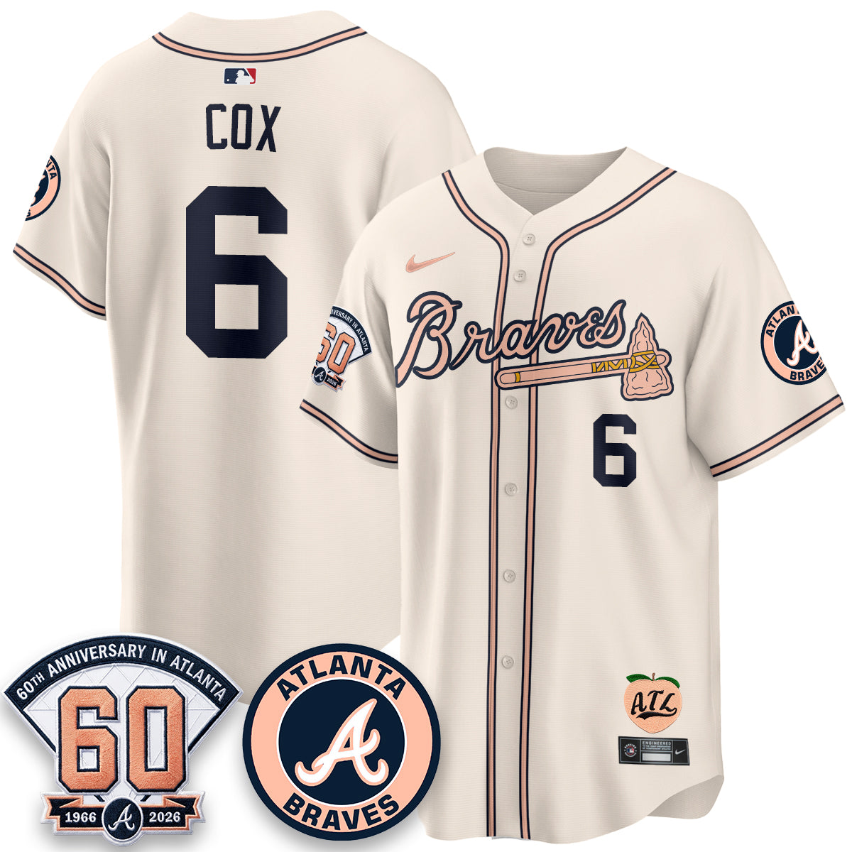 ATL 60th Anniversary Peach Edition Vapor Premier Limited Jersey - All Stitched-DTD
