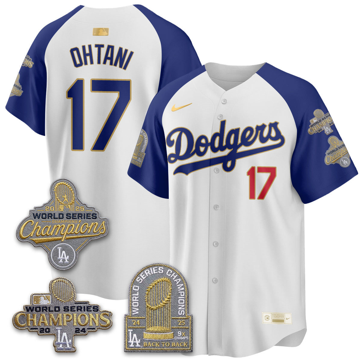 LAD Gold Collection Stadium Vapor Limited Jersey - Back to Back 9x Champs - All Stitched-DTD