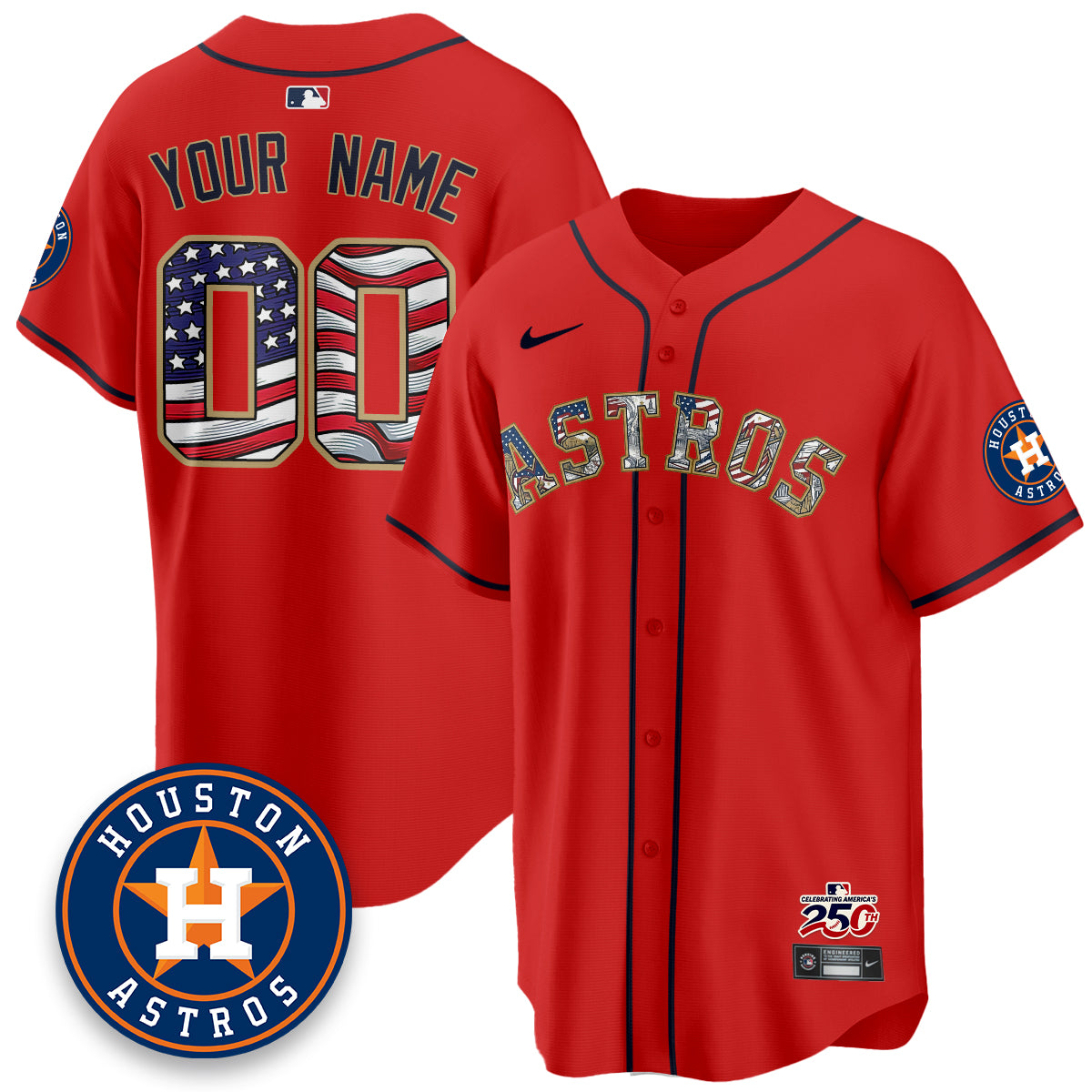HOU 2026 Independence Day USA Vapor Limited Custom Jersey - Stitched-DTD