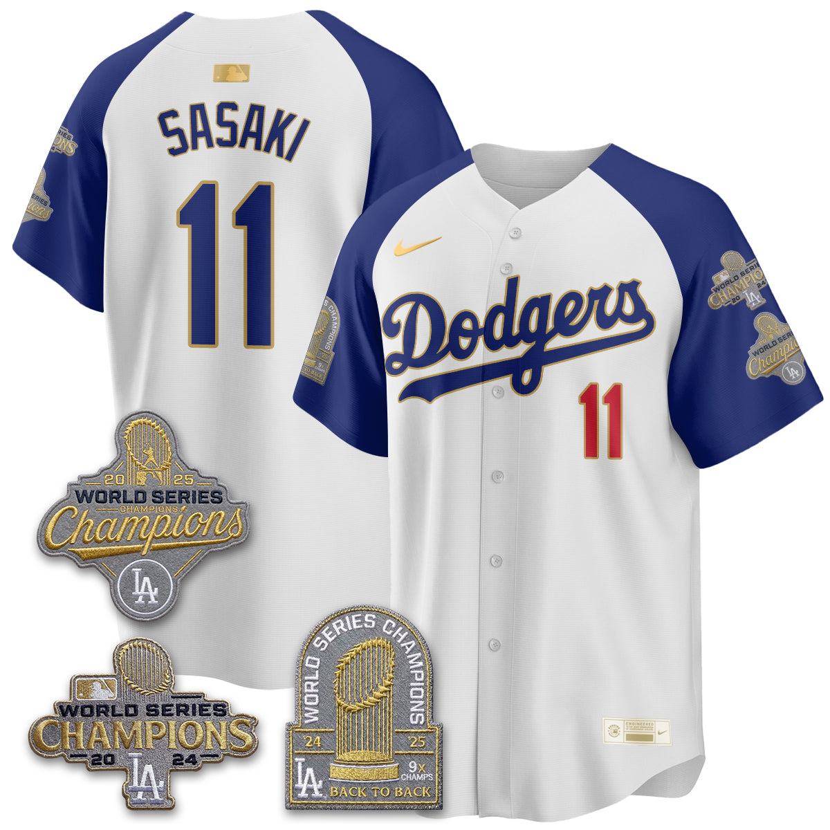 LAD Gold Collection Stadium Vapor Limited Jersey - Back to Back 9x Champs - All Stitched-DTD