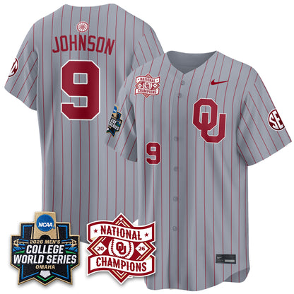 OU 2026 NCAA Baseball College World Series Champions Vapor Jersey - Stitched-DTD