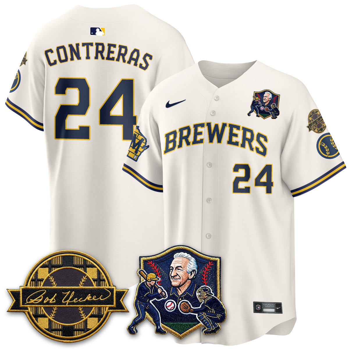 MIL Bob Uecker - 54 Seasons for Brewers' Vapor Limited Gold Jersey - All Stitched-DTD