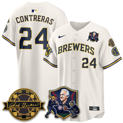 MIL Bob Uecker - 54 Seasons for Brewers' Vapor Limited Gold Jersey - All Stitched-DTD