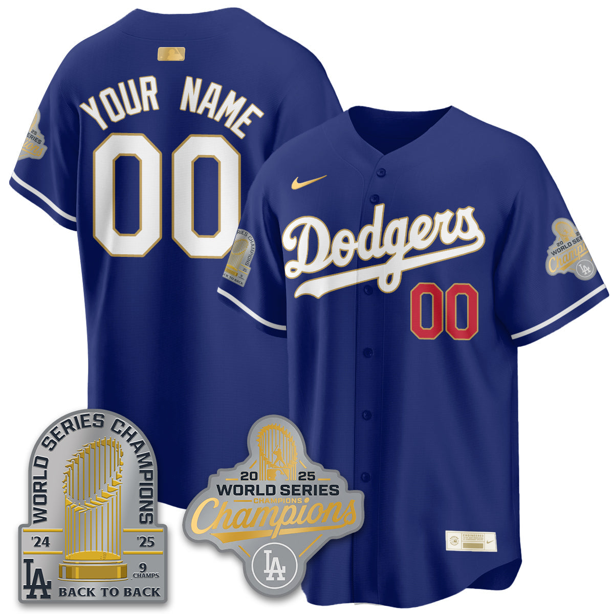 LAD Gold Collection Stadium Vapor Limited Custom Jersey - 9x Champs - All Stitched-DTD