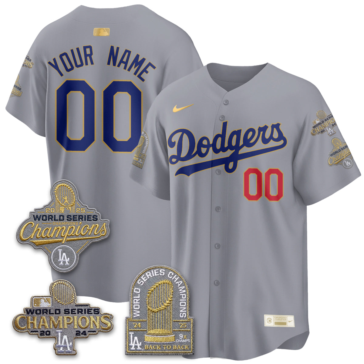 LAD Gold Collection Stadium Vapor Limited Custom Jersey - Back to Back 9x Champs - All Stitched-DTD