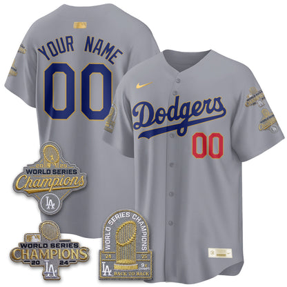 LAD Gold Collection Stadium Vapor Limited Custom Jersey - Back to Back 9x Champs - All Stitched-DTD