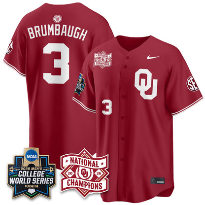 OU 2026 NCAA Baseball College World Series Champions Vapor Jersey - Stitched-DTD