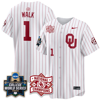 OU 2026 NCAA Baseball College World Series Champions Vapor Jersey - Stitched-DTD
