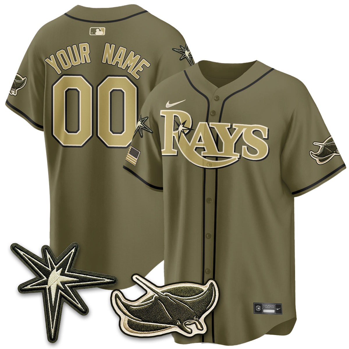 TB New Era Olive 2026 Armed Forces Day Custom Jersey - All Stitched-DTD