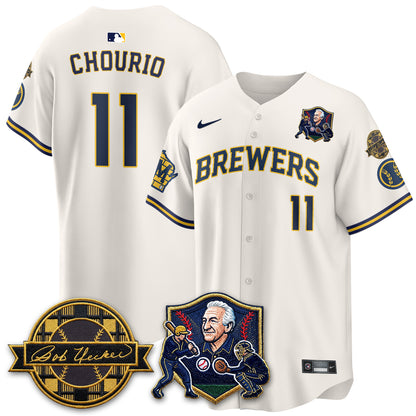 MIL Bob Uecker - 54 Seasons for Brewers' Vapor Limited Gold Jersey - All Stitched-DTD