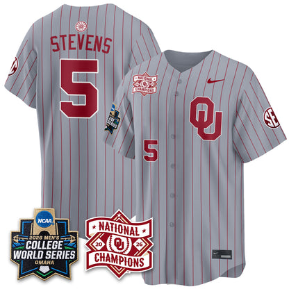 OU 2026 NCAA Baseball College World Series Champions Vapor Jersey - Stitched-DTD