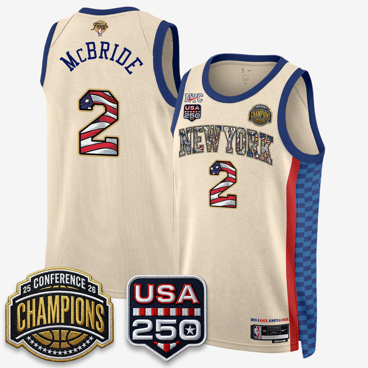 NYK 2026 NBA Eastern Conference Champions x Fourth of July Vapor Jersey - Stitched-DTD