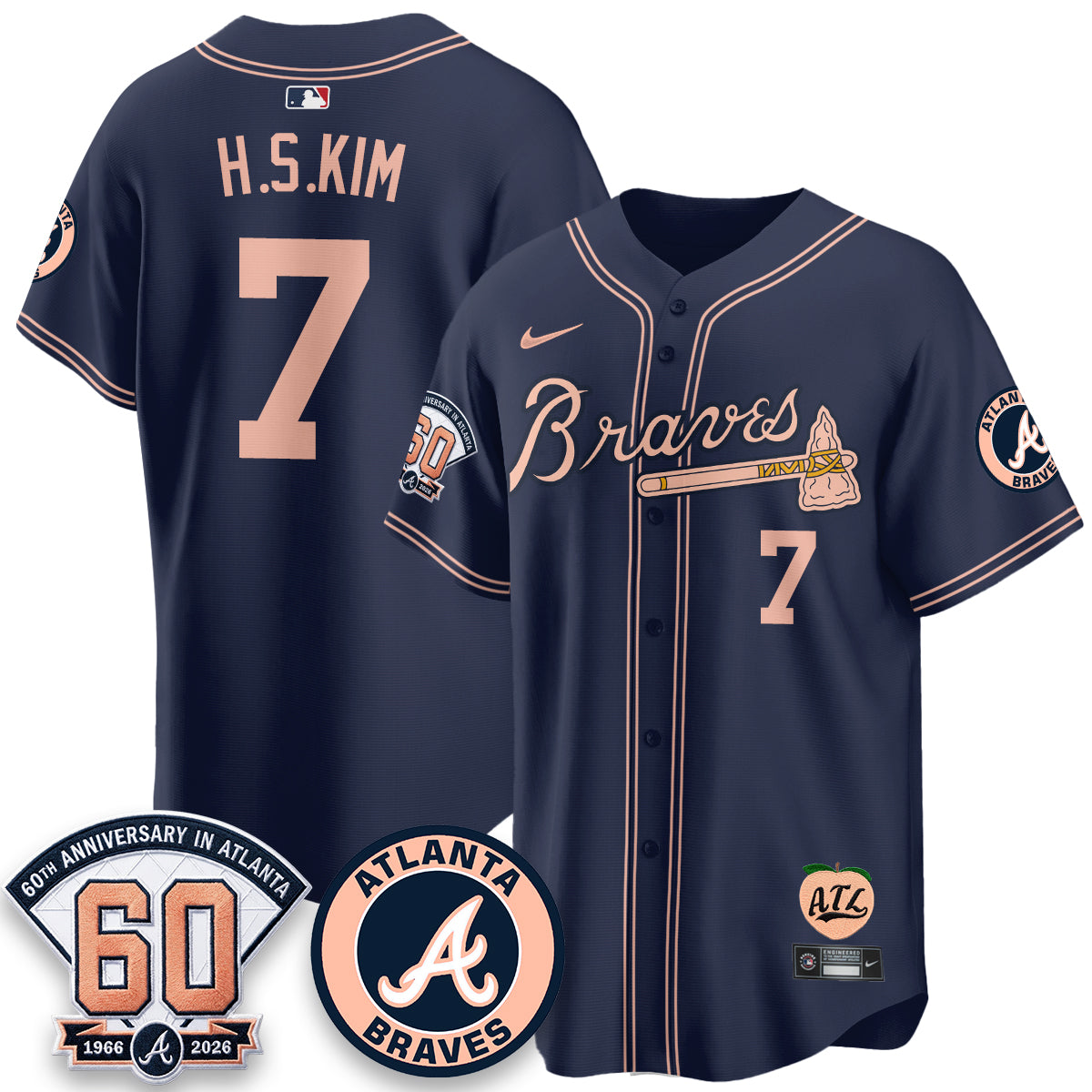 ATL 60th Anniversary Peach Edition Vapor Premier Limited Jersey - All Stitched-DTD