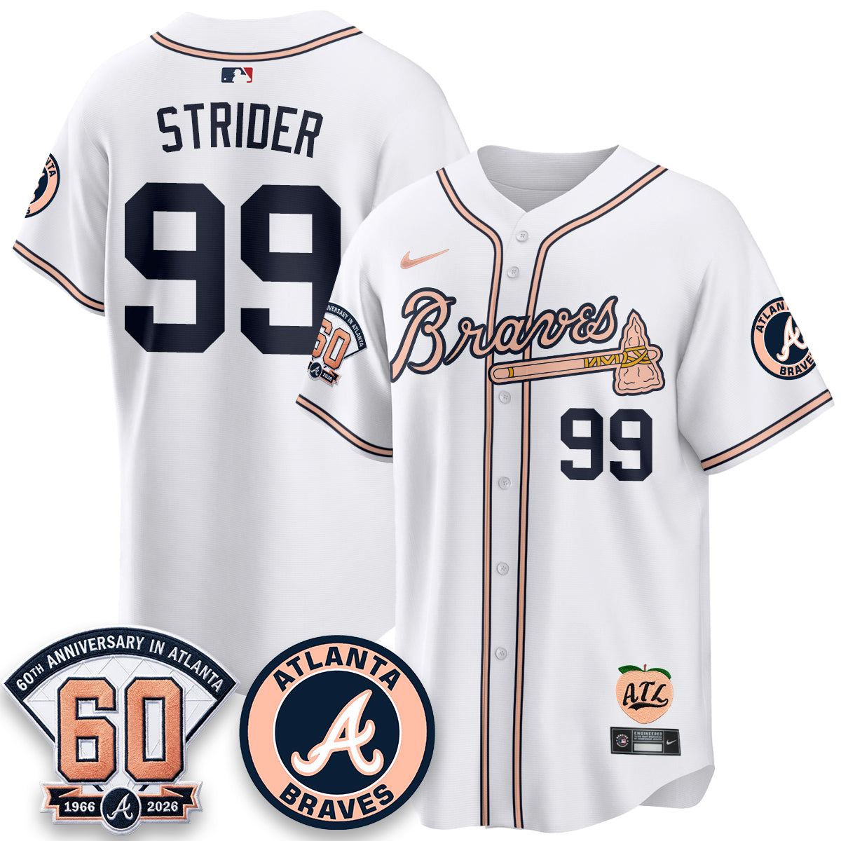 ATL 60th Anniversary Peach Edition Vapor Premier Limited Jersey - All Stitched-DTD