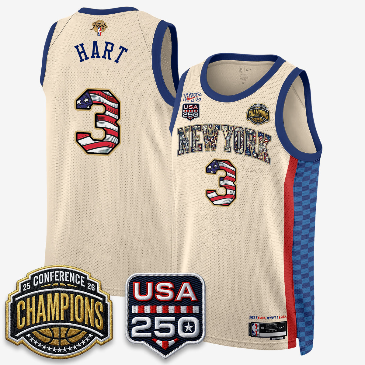 NYK 2026 NBA Eastern Conference Champions x Fourth of July Vapor Jersey - Stitched-DTD